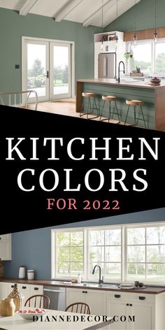 the kitchen colors for 2012 are shown in black, white and blue with text overlay