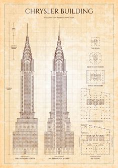 the chrysler building is shown in blueprint