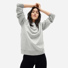 The Unisex French Terry Crew | Everlane Heather Grey Sweatshirt, Turtleneck Sweatshirt, French Terry Hoodie, Half Zip Sweatshirt, Sweatshirt Short Sleeve, Long Haul, Cotton Hoodie, Crew Sweatshirts, White Sweatshirt