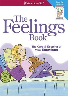 the feelings book, with an image of a woman sitting on a couch holding a dog