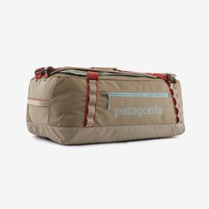 the patagonia duffel bag in tan and red