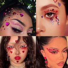 Heart Rhinestones for Wedding Valentine's Day eye makeup look Decor DIY Craft #affiliate #associate Gem Makeup, Rhinestone Makeup, Crystal Stickers, Rhinestone Sticker, Face Gems, Valentines Makeup, Valentine's Day Decor, Heart Crystal, Aesthetic Look