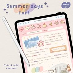 an ipad screen with the text summer days font on it and a pen next to it