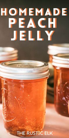 Homemade peach jelly is absolutely delicious. This easy recipe is a great way to preserve fresh peaches and has an additional secret ingredient to really bring out the flavor. Perfect for gift giving, canning instructions are included so you can keep this on a shelf, but it can also be placed in the refrigerator or made for freezer jam if desired. Peach Jelly Recipe Canning, Homemade Peach Jelly, Peach Jelly Recipe, Canning Jelly Recipes, Canning Instructions, Peach Freezer Jam, Canning Jam Recipes, Peach Jam Recipe, Peach Jelly