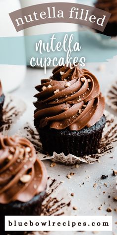 chocolate cupcakes with nutella frosting on top