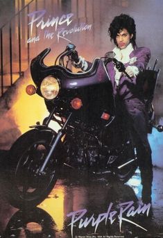 prince and the revolution album cover with an image of michael jackson on a purple motorcycle