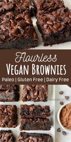 flourless vegan brownies Sugar Free Gluten Free Dessert, Sugar Free Vegan Desserts, Fudgy Vegan Brownies, Brownies Gluten Free, Refined Sugar Free Desserts, Gluten Free Brownies Recipe, Glutenfri Baking