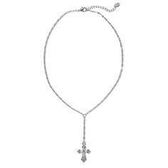 "Visit our website at www.ShopGeminiJewels.com for better prices and latest products. Silver drop necklace featuring a crystal cross. Measurements - Chain length: 14\" inches + 2\" inch extension chain (16\" inches total) - Drop length: 3\" inches - Charm measurements: 25 x 27 mm Materials - Chain material: Stainless steel - Charm material: Silver plated brass - Nickel & lead free Delicately handmade Necklace length reference: - 14\" in: Fits like a choker - 16\" in: Hits right at the collarbone Crystal Cross Necklace With Adjustable Chain, Rhinestone Cross Pendant Necklace, Silver Drop Necklace, Jewelry For Girls, Crystal Cross, Daisy Necklace, Silver Chains, Pearl Necklaces, Pretty Jewelry