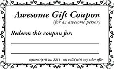 a gift coupon for an awesome person