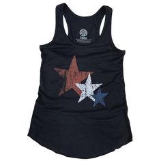 MADE IN AMERICA Our poplar patriotic stars design on this super soft summer tank! Proudly made here in America by American workers! Material: 60/30/10 Poly Cotton Rayon Blend Women's Racer Back: This is a more fitted tank top with the racer back style. The tank flares out at the hips, being slightly larger than the chest dimension. The bottom hem is a raw edge that is over stitched to prevent unraveling. The arm and neck opening has a piping for a clean finished look. What our customers say: Our Casual American Flag Print Tank Top, Casual American Flag Print Sleeveless Tank Top, Fitted Sleeveless Top With Star Print, American Flag Print Cotton Tank Top For Independence Day, 4th Of July American Flag Print Cotton Tank Top, Summer American Flag Print Tank Top, Casual 4th Of July Graphic Print Tank Top, Casual 4th Of July Graphic Tank Top, Casual Graphic Print Tank Top For 4th Of July