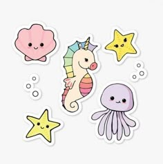 stickers with sea animals and stars on them