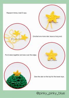 instructions for crochet stars on a green background