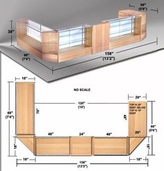 an image of a wooden counter top with measurements