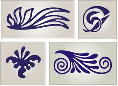 four different designs in blue and white