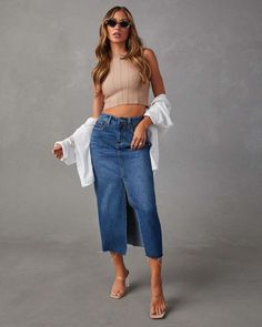 High Waisted Denim Skirt, Long Denim Skirt, Nature Dress, Timeless Chic, Midi Denim, Denim Skirt Women, Off Shoulder Fashion, Slim Denim, Elegant Skirt