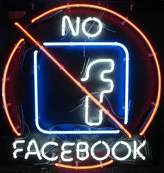 a neon sign that says no f2 facebook