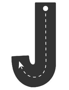 the letter j with an arrow pointing up to it's left side, on a white background