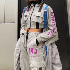 Cyberpunk Outfit, Crop Coat, Punk Street Style, Techwear Jacket, Autumn Jacket Women, Cyberpunk Clothes, Cropped Coat, Cyberpunk Fashion, Futuristic Fashion