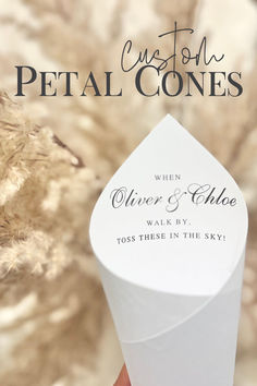 a person holding up a piece of paper with the words, just in petal cones