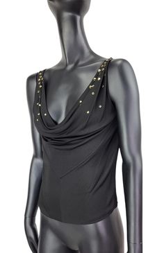 1990's Thierry Mugler Couture Silk Jersey Tank Top  Cowl neck style and very lightweight  Small metallic gold 'Sequins' dotted along neck line and back Size: S In very good, used vintage condition Fitted Silk Asymmetrical Top, Mugler Top, Luxury Elegant Asymmetrical Tank Top, Mugler Mesh Top, Tomboy Stil, Luxury Asymmetrical Neckline Tank Top, Satin Tank Top, Thierry Mugler, Silk Tank Top