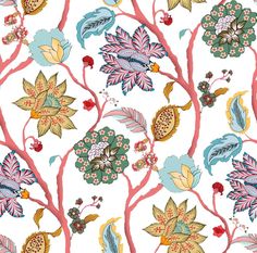 a colorful floral pattern on a white background