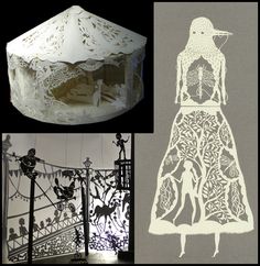 an intricate paper cut out of a woman's dress