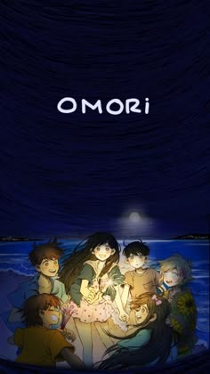 an anime poster with the words omori on it