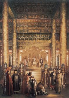 an image of a painting of people in the palace