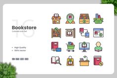 Bookstore Color Icons, Icons ft. icons & library - Envato