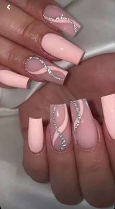 Holiday Acrylic Nails, Fake Nails Designs, Pink Gel Nails, Fancy Nails Designs, Pink Gel, Simple Gel Nails, Girly Acrylic Nails, French Tip Acrylic Nails, Her Nails