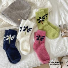 Floral Velvet Fuzzy Socks Stylish Bedding, Stylish Beds, Fuzzy Socks, Cozy Socks, Warm Hug, Patterned Socks, Tube Socks, Socks And Hosiery, Room Makeover