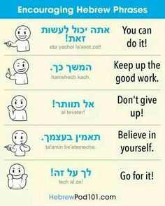 the hebrew phrases for kids and adults are shown in this screenshote screen shot