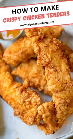 fried chicken tenders on a plate with ketchup