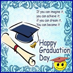 a graduation card with an image of a graduate's cap and diploma