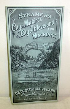 an advertisement for the city of cleveland and its macinac by steamers from 1876