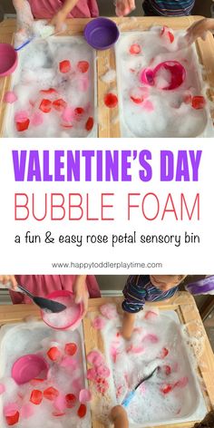 valentine's day bubble foam activity for toddlers to play in the bathtub