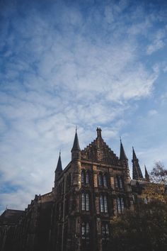 an old building with many spires on top