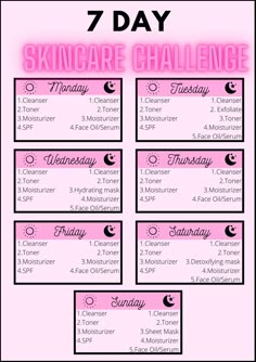 Skin Care Challenge, Weekly Skincare, Skin Cycling, Routine Printable, Basic Skin Care Routine, Perfect Skin Care Routine, Healthy Skin Tips