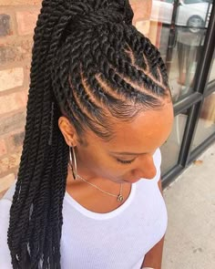 50 Stunning Flat Twist Natural Hairstyles with a Complete Guide - Coils and Glory Cornrows With Individual Braids, Jamaican Braids, High Ponytail Cornrows, Summer Braids For Black Women, Cornrow Ideas, Ghana Braid Styles, Twisted Braid, Halo Braids, Cornrow Ponytail