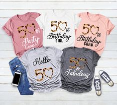 Hi! Welcome to my store TeeTrend where I feel so lucky to have the opportunity to introduce you my recreations of the trendy t-shirts in any style, with any kind of graphic, for any holiday or occasion! My garment range and size options include unisex, unisex V neck, women's and women's V neck shirts, unisex long sleeves,  sweatshirts, hoodies, toddler shirts, youth shirts, and baby bodysuits.  Please see the color and size charts found in each listing in prior to order placement! Easy measuring Chapter 50 Birthday, 50th Birthday Shirts For Women, 50 Birthday Party, 50th Birthday Tshirts, Birthday Group Shirts, Birthday Party Shirts, Birthday Squad Shirts, Vegas Birthday, 50th Bday