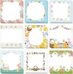 an assortment of easter cards with eggs and bunnies