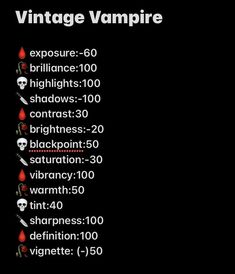 a black background with white text that reads vintage vampire