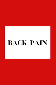 the back pain logo is shown in black and white, against a red background that reads back pain