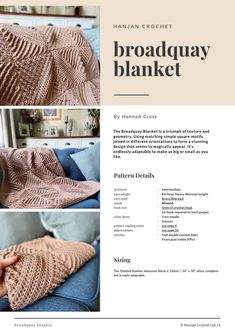 the knitting pattern is shown for this afghan blanket