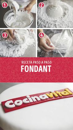 instructions for how to make fondant cake with white icing and powdered sugar