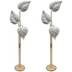 A pair of Italian modernist three-light floor lamps. Patinated brass with stylized ceramic leaf diffusers. Three Light Floor Lamp, Ceramic Leaf, American Modern, Brass Floor Lamp, Lamps For Sale, Modern Fabric, Floor Lamp Lighting, Floor Lamps, Floor Lights