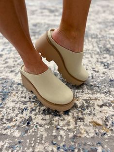 R-Test Suede Clogs, Beige Makeup Bar, Flannel Vest, Fall Neutrals, One Piece & Sets, Suede Clogs, Platform Clogs, Dresses By Length, Chunky Platform, Skirt Leggings