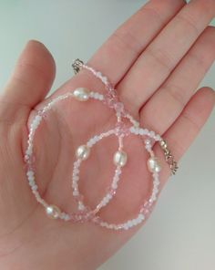 This is lovely choker in gentle pink colors with natural freshwater pearls and glass crystals Crystal And Pearl Bracelet, Colorful Pearl Bracelet, Glass Bead Designs, Cute Pink Jewelry, Beaded Jewelry Inspiration, Pink Beaded Jewelry, Pink Necklace Jewelry, Pink Bracelets, Pink Crystal Bracelet