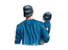 a drawing of a dad and son holding each other