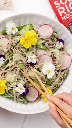 Matcha Soba Salad featuring Lotus Foods' gluten-free Organic Buckwheat & Brown Soba Rice Noodles Creamy Matcha, Soba Salad, Whole Grain Rice, Spring Recipe, Healthy Rice, Gluten Free Noodles, 15 Minute Meals